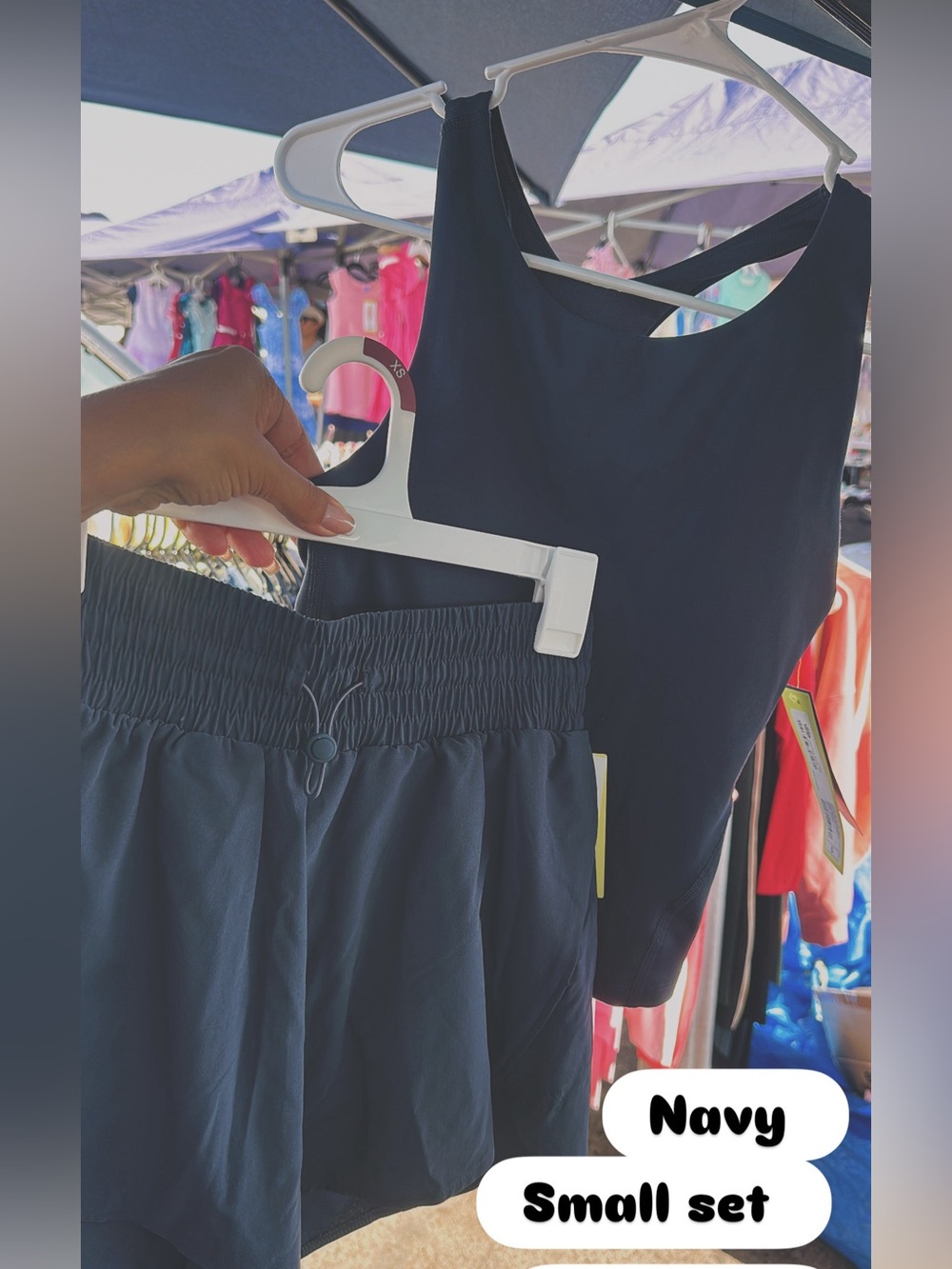 Navy Women’s Elastic-Waist Shorts and tank top navy set